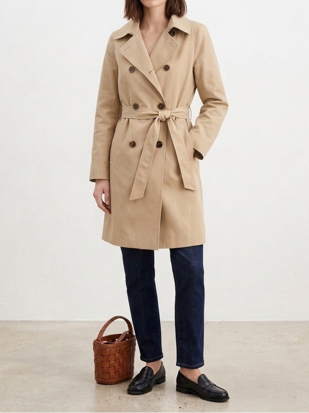 J. Crew Tan Double-Breasted Trench Coat